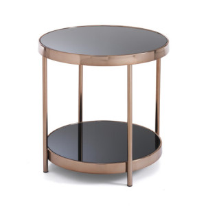 Tavolino / Comodino Two Rings Rose Gold 51X51X8 Cm