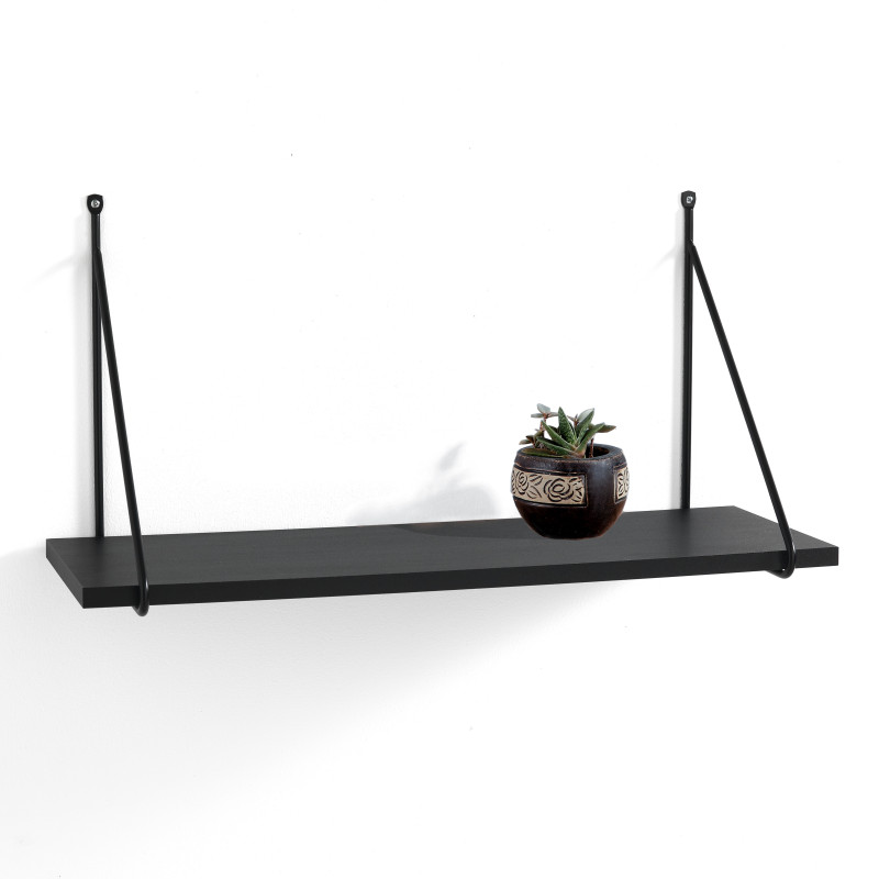 Mensola Da Parete Fast Black 24 X 65 H.4 Cm