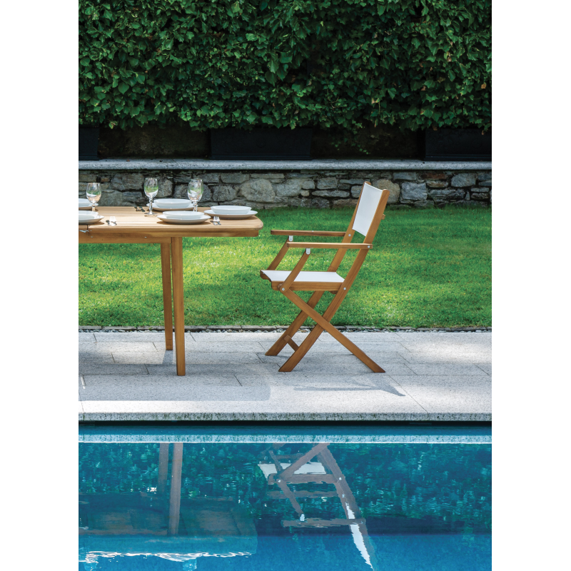 Set Di 2 Sedie Venturina In Acacia Pieghevole Con Textilene Con Braccioli Moia