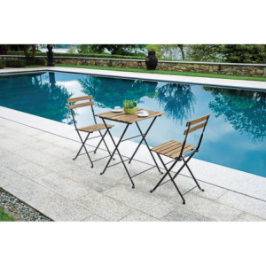 Zoom Set Bistrò In Ferro E Acacia Fsc Scura - 2 Sedie E Un Tavolo 55X54 Cm Moia