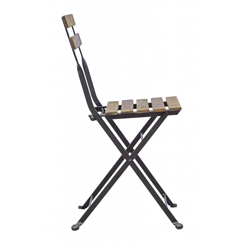Set Bistrò In Ferro E Acacia Fsc Scura - 2 Sedie E Un Tavolo 55X54 Cm Moia