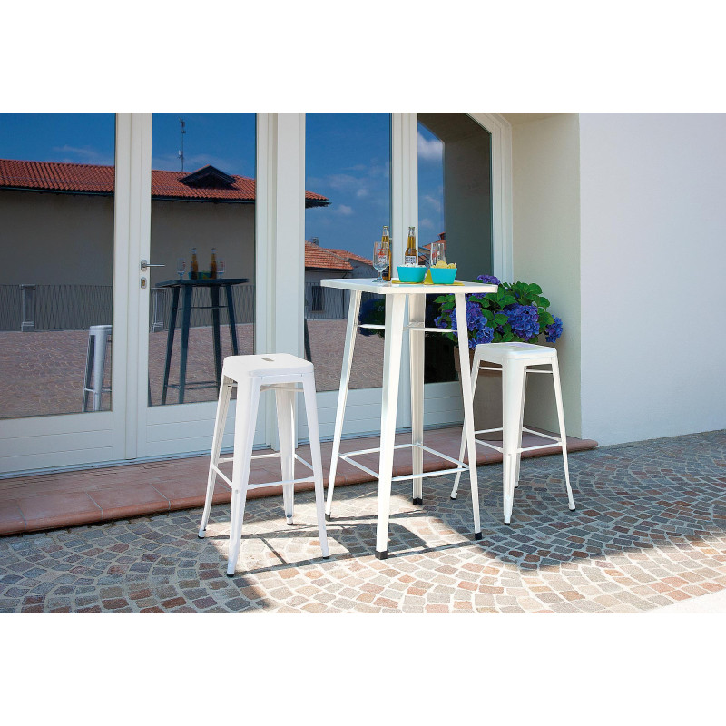 Set 2 Sgabelli alti Moia lamiera galvanizzata avorio esterno