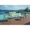 Salotto In Ferro Tarquinia Verde E Textilene Verde + Bracciolo In Resin Wood Moia