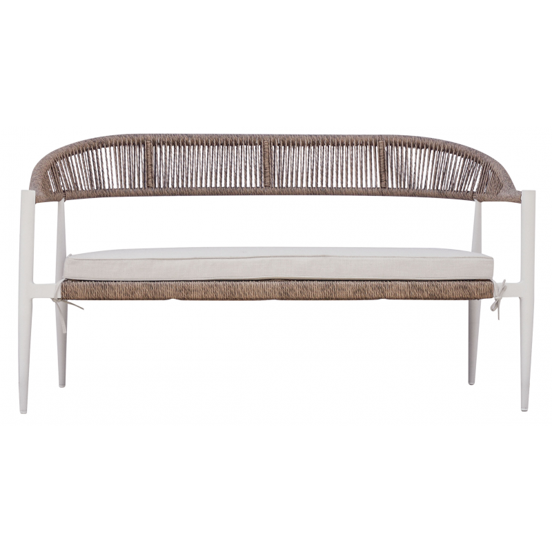 Salotto Milano In Alluminio Bianco + Seduta E Schienale In Wicker Paglia Moia