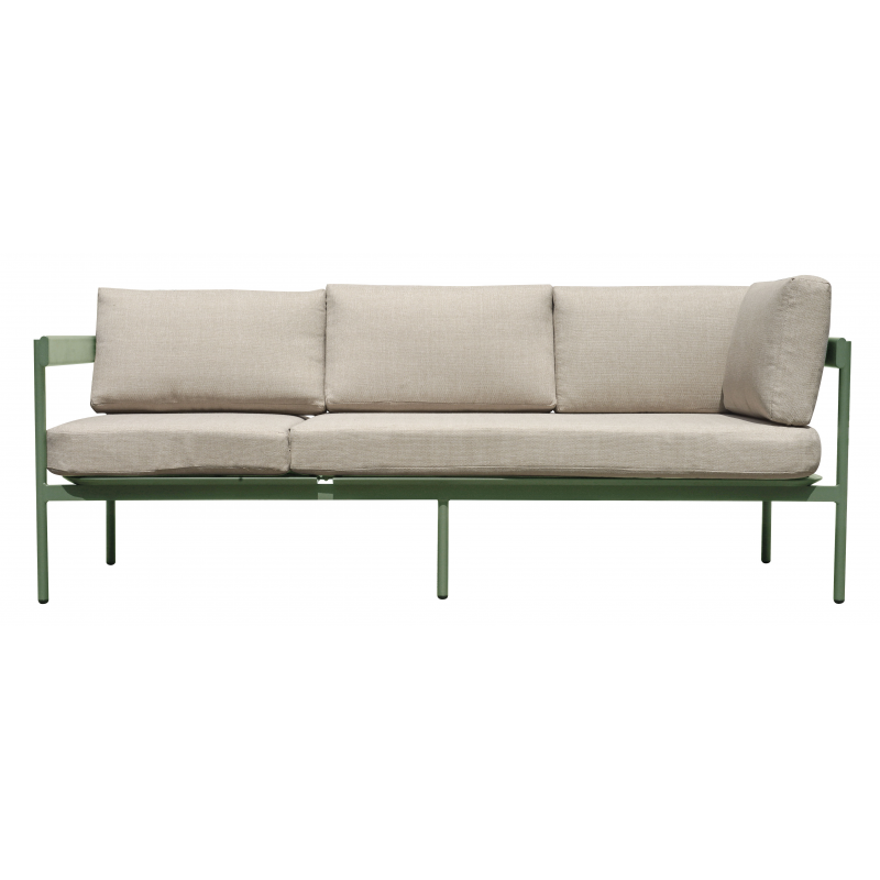 Salotto Angolare Torvaianica In Alluminio Verde- Divano Convertibile In Lettino - Due Pillow Verdi E Uno A Righe Moia