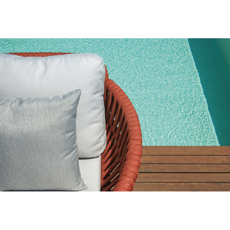 Salotto Maratea In Alluminio Rosso Antico E Corda Mattone - Pillow Marrone E Grigio Moia