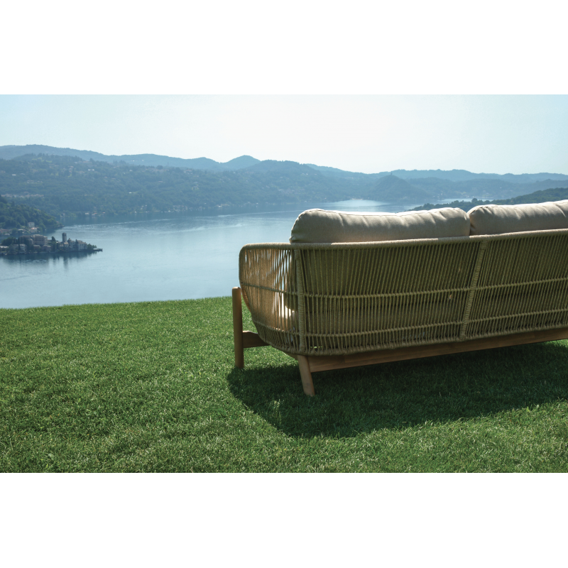Salotto Lamezia In Acacia Certificata Fsc Color Teak Con Corda Color Naturale Moia