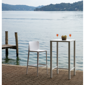 Zoom Tavolo Iseo Alto In Acciaio 60X60 Bianco Moia