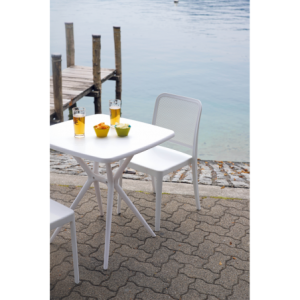 Zoom Set Di 2 Tavoli 70X70 Messina Polipropilene Con Fibra Di Vetro Bianco Moia