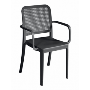 Set Di 2 Sedie Catania In Polipropilene Traforata Con Braccioli Antracite Moia