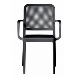 Zoom Set Di 2 Sedie Catania In Polipropilene Traforata Con Braccioli Antracite Moia