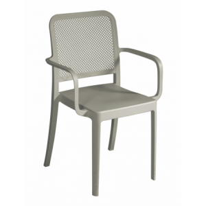 Set Di 2 Sedie Catania In Polipropilene Traforata Con Braccioli Tortora Moia