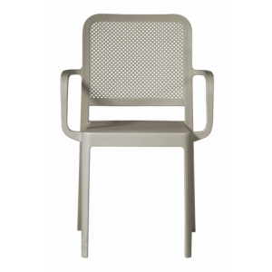 Zoom Set Di 2 Sedie Catania In Polipropilene Traforata Con Braccioli Tortora Moia