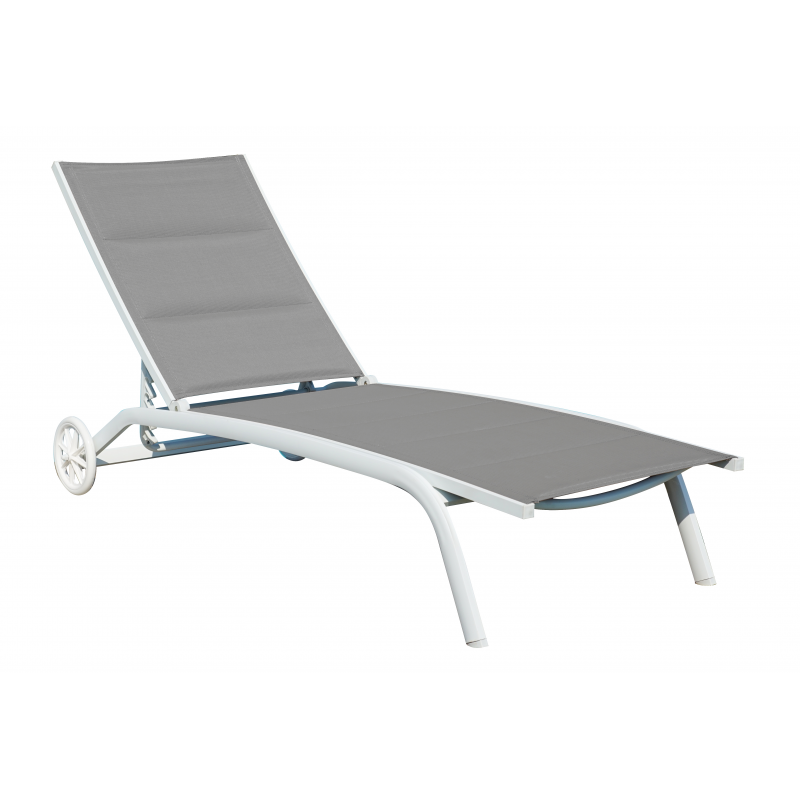 Lettino Con Ruote Alluminio Sandy/Text 2X1 Imbottito Grigio - 5 Posizioni Moia