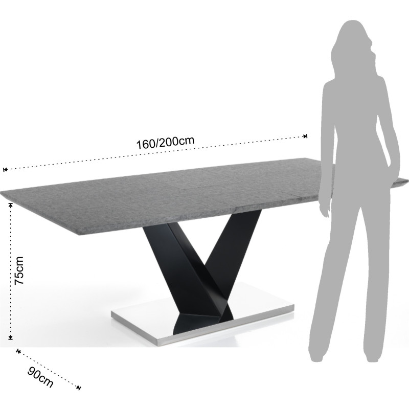 Tavolo Allungabile Valy Cement 170 X 100 H17 Cm