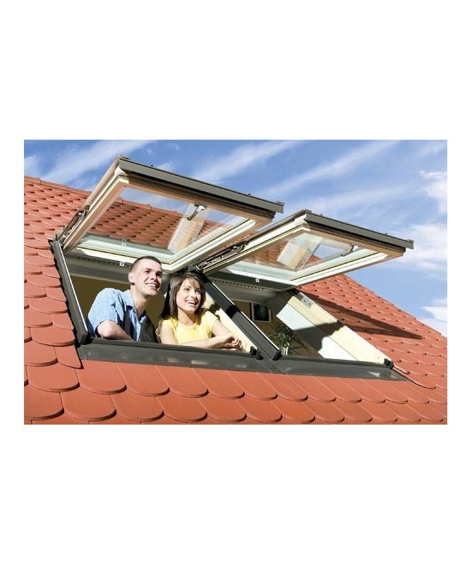 FINESTRA DA TETTO FPP-V P2 DOPPIA APERTURA MANUALE pino naturale