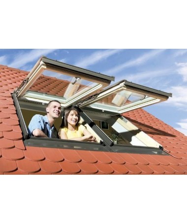 Zoom FINESTRA DA TETTO FPP-V preSelect MAX DOPPIA APERTURA MANUALE pino naturale