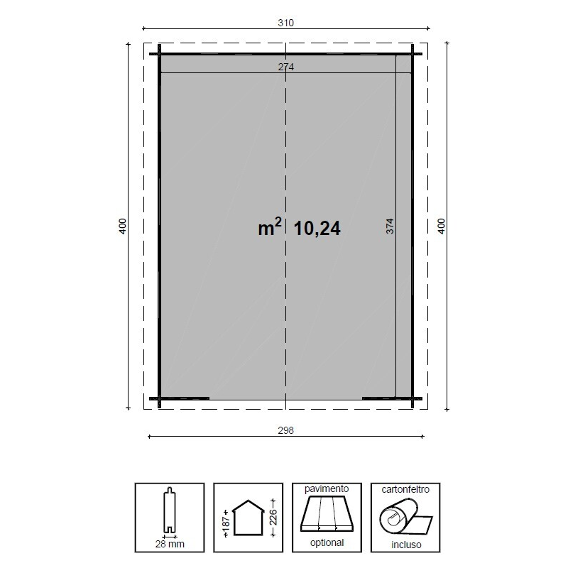 Casetta Diana Cm 300X400 Losa