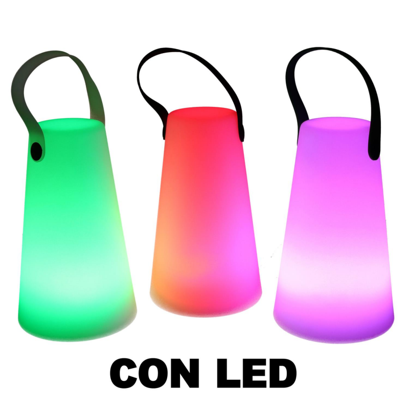Lampada led plastica ricaricabile multicolor tondo cmø12h20