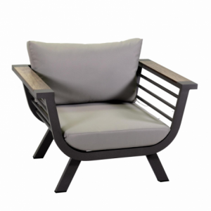 Zoom Salotto alluminio riverside tortora con cuscini crema (bracciolo in hpl) 3 pezzi