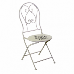 Tavolo metallo bianco anticato tondo con 2 sedie cm ø60h70,5
