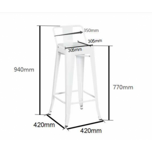 Zoom Sgabello ferro new bristol galvanizato cm 42x42h77/94