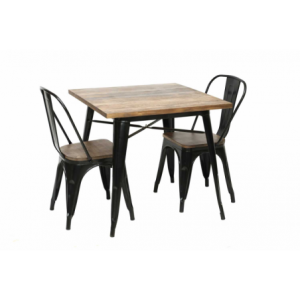 Zoom Tavolo ferro new bristol top legno neroquadro cm 80x80h76