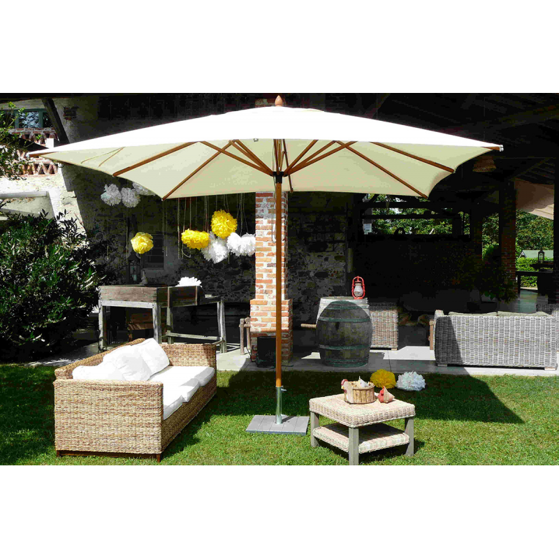 Ombrellone palo centrale Fibrasol wood Made in Italy - 300 x 400 cm