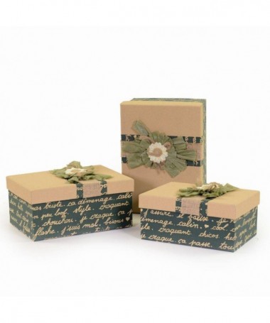 Scatole regalo in cartone e stoffa - 3 pezzi
