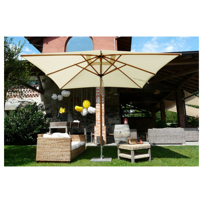 Ombrellone palo laterale Fibrasol wood Made in Italy - 300 x 300 cm