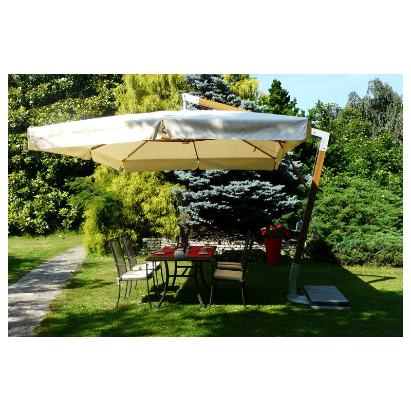 Ombrellone palo laterale Fibrasol wood Made in Italy - 300 x 400 cm