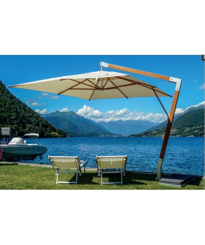 Ombrellone palo laterale Fibrasol wood Made in Italy - 350x350