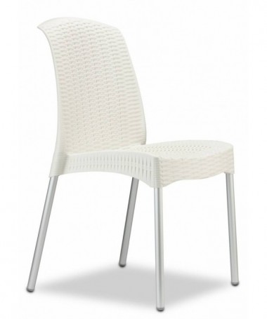 Sedia Olimpia Chair in tecnopolimero intrecciato con gambe anodizzate Made in Italy - set da 6