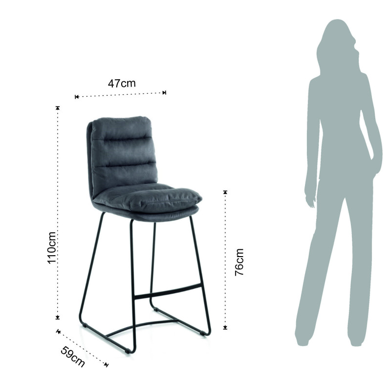 Sgabello Imbottita Gana 80X58X50 Cm