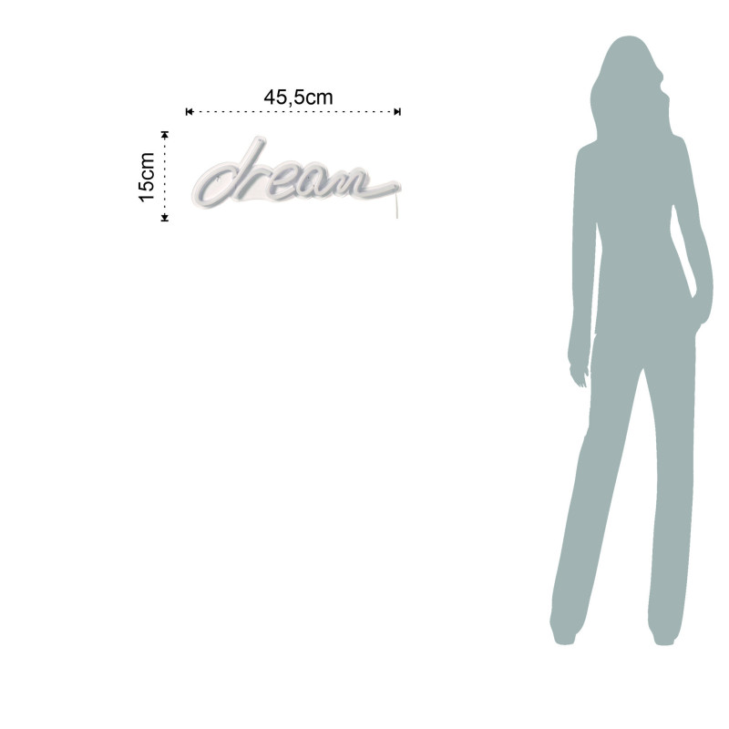 Scritta Luminosa Da Parete Dream 48 X 26,5 H3,5 Cm