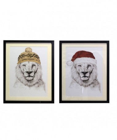 Quadro con leone natalizio – set da 2