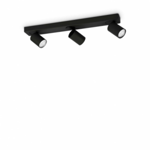 Lampada Da Soffitto Rudy Pl3 Round Nero Ideal-Lux