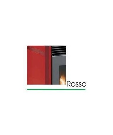Zoom STUFA A PELLET mod. GIANGI 8 KW con rivestimento in ACCIAIO di colore ROSSO - MADE IN ITALY