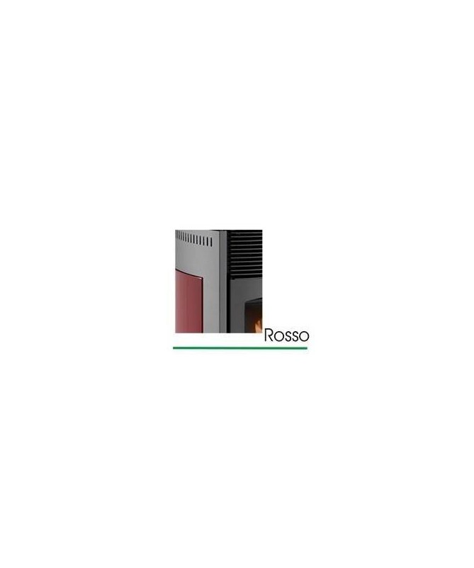 STUFA A PELLET mod. SCINTILLA 10 KW con rivestimento in ACCIAIO e MAIOLICA di colore ROSSO - MADE IN ITALY