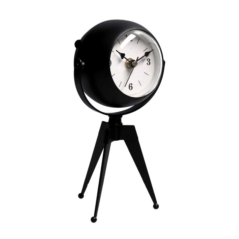 Orologio da tavolo metallo nero quadrante bianco cm11x8h20