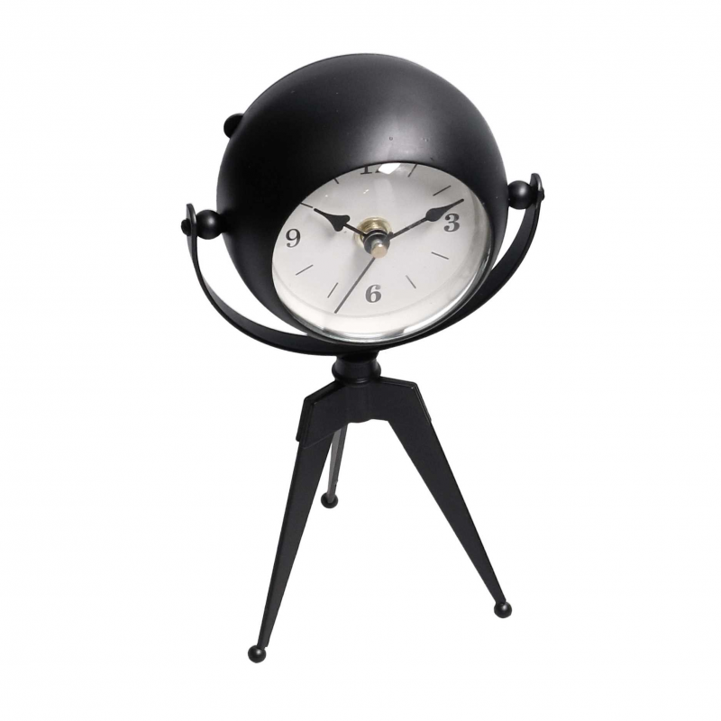 Orologio da tavolo metallo nero quadrante bianco cm11x8h20