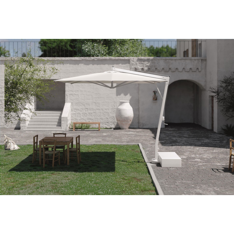 Ombrellone a braccio laterale in alluminio bianco Afrodite varie misure