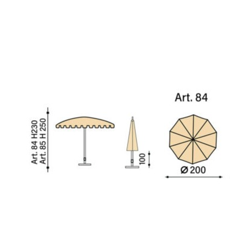 Ombrellone palo centrale Allegro Made in Italy - diametro 280 cm