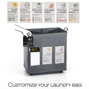 Zoom Cesto porta biancheria Laundry-B X3 H57×L55×P36 cm