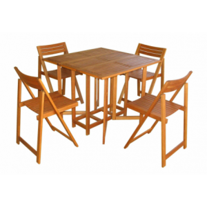 SET TAVOLO + 4 SEDIE BIRRA ACACIA