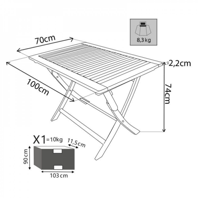 Tavolo pieghevole 100x70 cm da giardino compatto resistente pratico