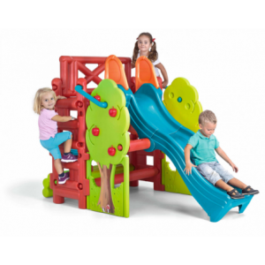 Casetta Bosco gioco da giardino multicolor con scivolo 200x125