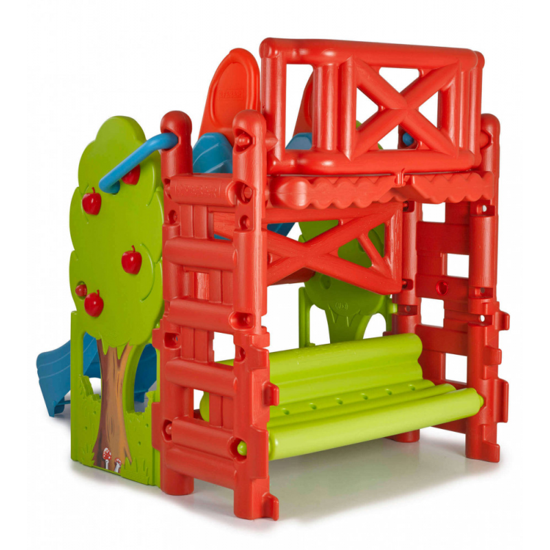 Casetta Bosco gioco da giardino multicolor con scivolo 200x125