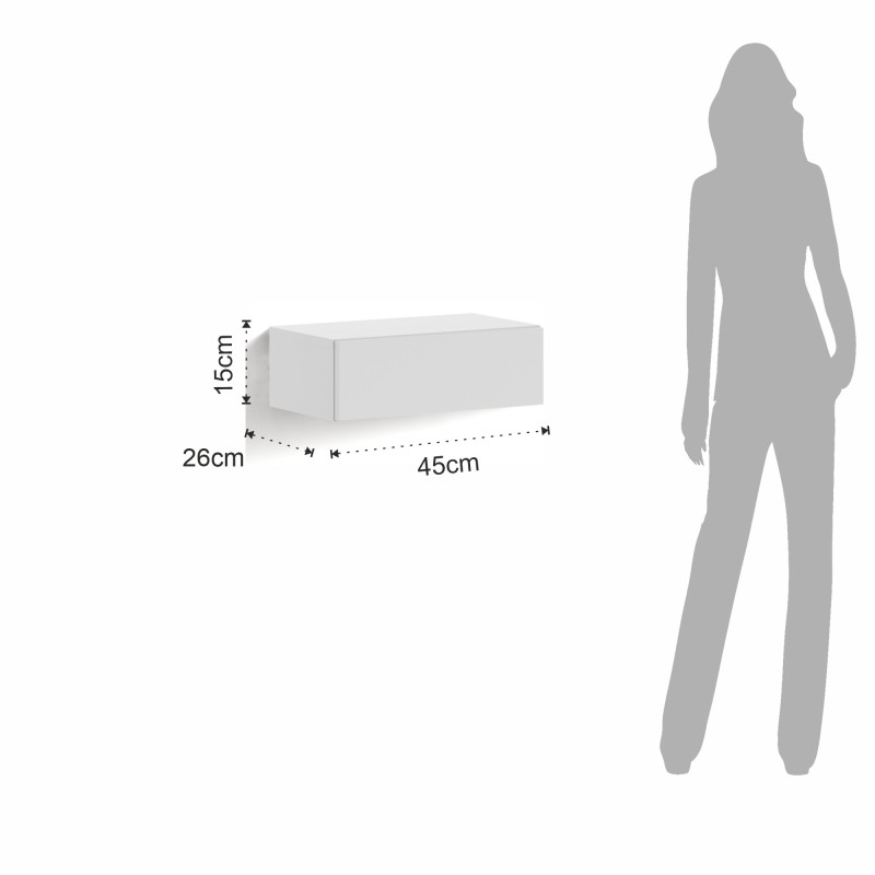 Comodino cassetto sospeso Mak Tomasucci H15×L45×P26 cm bianco opaco — levanteshop.it