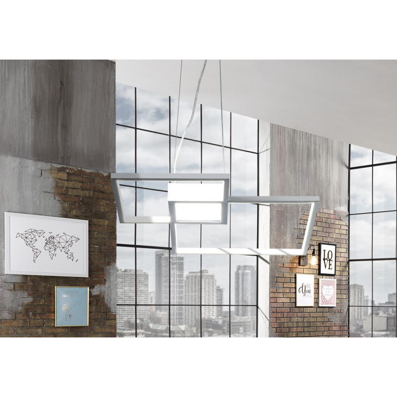 Lampadario Square White 63X63 H13 Cm